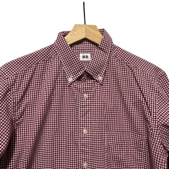 Uniqlo Men’s Button Down Shirt M Gingham Check Long Sleeve - Picture 14 of 15